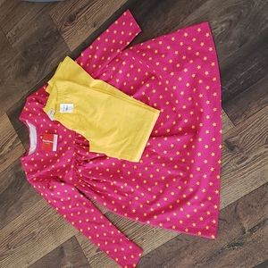 Pink Star Hanna Andersson Dress & yellow pants, Size US 12 dress, Size 150 Pants